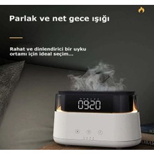 Hava Nemlendirici Buhar Makinesi 3D Alev Efektli Akıllı Çalar Saatli Aroma Difüzörü Koku Yayıcı Oda Nemlendirici