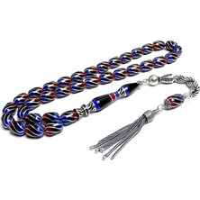 Tesbih Rüyası Erzurum Oltu Taşı Tesbih Bordo Mavi Galalit ve Gümüş Çeşmi Tasarım