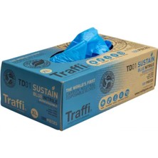 Traffi Gloves TD01 Karbon Nötr Dokunmatik Ekran Uyumlu/ Gıda Onaylı Biyoçözünür Nitril Eldiven 100'LÜ Kutu-Large