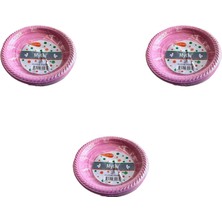 My EBİ Kullan At Renkli Pembe Parti Davet Plastik Tabak - 17  cm . - 25 Adetlik 3 Paket