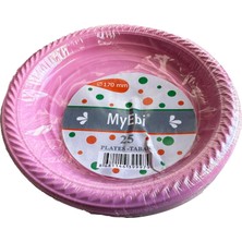 My EBİ Kullan At Renkli Pembe Parti Davet Plastik Tabak - 17  cm . - 25 Adetlik 3 Paket