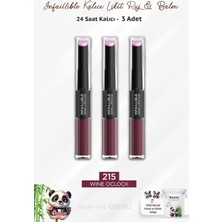 3 Adet Infaillible 24H Kalıcı Likit Ruj & Balm 215 Wine Oclock ve Rosıe