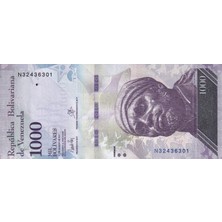 Benim Koleksiyonum Venezuela, 1.000 Bolivar (2017) Çil Eski Yabancı Kağıt Para