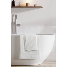 Sevim 2'li Waffle Banyo Havlu Takımı - Petekli & Ekstra Yumuşak - Modern Banyo Tekstili - Gofre Havlu- Beyaz