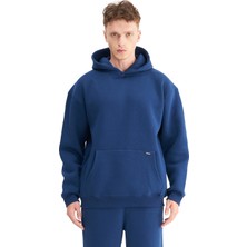 Mesfeno Erkek Oversize Şardonlu 3 İplik Kapüşonlu Sweatshirt, Kanguru Cepli İçi Yumuşak Tüylü