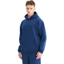 Mesfeno Erkek Oversize Şardonlu 3 İplik Kapüşonlu Sweatshirt, Kanguru Cepli İçi Yumuşak Tüylü