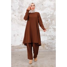 İlkimay Seyal Tunik Pantolon Bürümcük Takım 1252 - Kahve