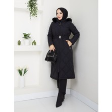 Günay Kadın Kemerli Astarlı Genç Kaşe Kaban