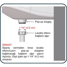 Isola Lavabo Gider Süzgeci Pop Up Basmalı Bas-Aç Klik Klack Bağlantı Ağzı 1 1/4'' (4.2 Cm) Olan Lavabo Sifonlarına Uygun