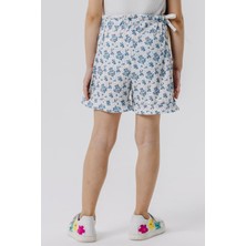 Breeze Kız Çocuk Şort Çiçekli Fiyonklu Beli Lastikli 8-14 Yaş, Beyaz