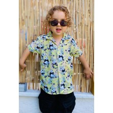 Jacklions Jack Lions Erkek Çocuk Gömlek Eğlenceli Pandacık Desenli 1.5-5 Yaş, Fıstık Yeşili