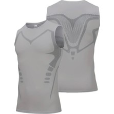 Ghassy Co. Erkek Fitness Hızlı Kuruma Nefes Alabilen Çapraz Daraltma Tipi Kolsuz Spor T-Shirt