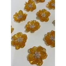 Sarı Sedef Yapraklı Kristal Boncuklu Incili Broş