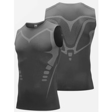 Ghassy Co. Erkek Fitness Hızlı Kuruma Nefes Alabilen Çapraz Daraltma Tipi Kolsuz Spor T-Shirt
