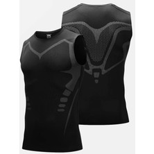 Ghassy Co. Erkek Fitness Hızlı Kuruma Nefes Alabilen Çapraz Daraltma Tipi Kolsuz Spor T-Shirt