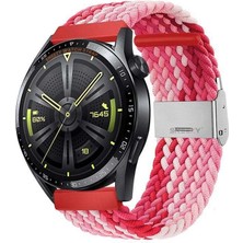 Sneezy Huawei Watch Gt5 46MM Ile Uyumlu 22MM Metal Klips Solo Fiberlink Örgü Kordon