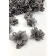 Gri Renk Lazer Kesim Tül Çiçek