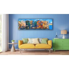 Bestablo Yağlı Boya Görünümlü Renkli Evler Kanvas Tablo Ev Dekoru, Bestablo