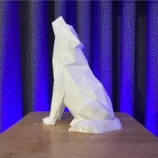 Dlc 3d Design Kurt Biblo Uluyan Kurt Dekoru Ev Ofis Dekoru 13 cm  Siyah Beyaz Renk