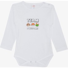 Breeze Erkek Bebek Çıtçıtlı Zıbın Body Sevimli Takım Arkadaşları Baskılı 9 Ay-3 Yaş, Beyaz