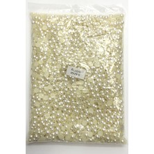 Krem Yarım Plastik İnci Boncuk 8 mm