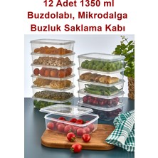 Krm Home Large 12 Adet 1,35 Lt Dondurulmuş Öğünlük Et ve Sebze Saklama Kabı - Porsiyon Buzluk Kıyma Kutusu