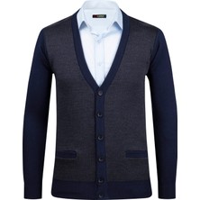 Çizgi Triko Erkek Battal Hırka Triko Kazak Desenli Kol ve Bel Lastikli Çelik Örgü Klasik Kalıp - 5014MB