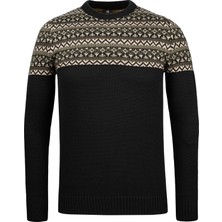 Çizgi Triko Erkek Kaba Örgü Sıfır Yaka Triko Kazak Desenli Kol ve Bel Lastikli Çelik Örgü Regular Kalıp - 5022C