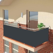 Devrim Olivya Tekstil Antrasit Dört Tarafı Bağcıklı Balkon Demiri Perdesi