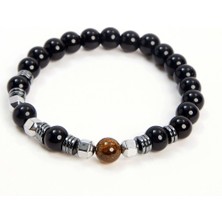 Nelleovana Doğal Taş Bileklik Oniks - Hematit - Kaplan Gözü