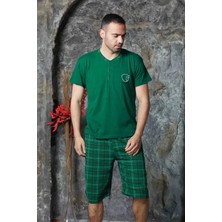Nisanca Pamuklu Desenli Kapri Erkek Pijama Takımı