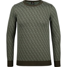 Çizgi Triko Erkek Kaba Örgü Sıfır Yaka Triko Kazak Desenli Kol ve Bel Lastikli Çelik Örgü Regular Kalıp - 5023C