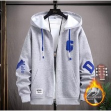 Amor Man Amor Face Büyük Beden Özel Tasarım Kapüşonlu Tam Fermuarlı Renkli Harf Baskılı Battal Erkek Sweatshırt