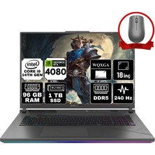 Asus Rog Strıx G18 Intel Core I9-14900HX 96GB 1tb SSD RTX4080/12GB 18" Wqxga 240Hz W11H Taşınabilir Bilgisayar G814JZR-N6090-A62 & Anzar Mouse