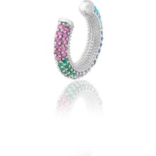 Ressia Tam Tur Mix Karışık Renkli Taşlı Halka Kıkırdak Küpe