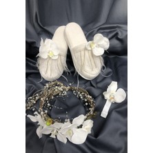 Orkideli Hasırlı Taç ve Terlik Takımı