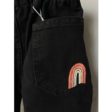 Linoş Kids Kız Çocuk Gökkuşağı Nakış Detaylı Mom Jean Kot Pantolon