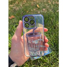 Miscase Iphone 14 Pro Bardak Desenli Simli Sulu Silikon Telefon Kılıfı