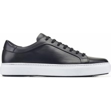 Nevzat Onay Beyaz Tabanlı Siyah Deri Erkek Sneaker -76931-