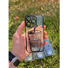 Miscase Iphone 14 Pro Bardak Desenli Simli Sulu Silikon Telefon Kılıfı