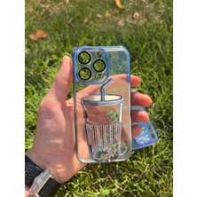 Miscase Iphone 14 Pro Bardak Desenli Simli Sulu Silikon Telefon Kılıfı