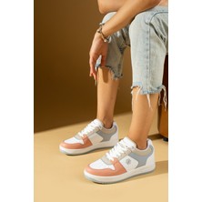 Pembe Potin Bağcıklı  Kaymaz Kırılmaz Taban Konforlu Kadın Sneakers 001-2100-MPUDRA