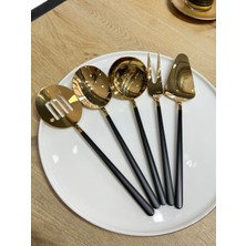 5 Parça Sos Kepçe Servis Takımı Siyah Gold