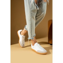 Pembe Potin Dikiş Detaylı Rahat Taban Bağcıklı Kadın Sneakers 001-1007-24z