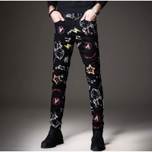Amor Man Özel Tasarım 5 Cep Slimfit Karma Dijital Baskılı Likrakı Yeni Stil Erkek Kot-Jeans Pantolon