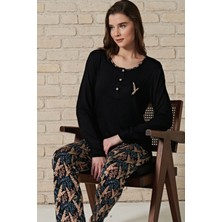 Pijadore Kadın Siyah Uzun Kollu Pijama Takımı 1708