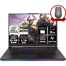 Asus Rog Strıx Scar G18 Intel Core I9-13980HX 96GB 4tb SSD RTX4090/16GB 18" Wqxga 240Hz W11P Taşınabilir Bilgisayar G814JY-N6041-A96 & Anzar Mouse