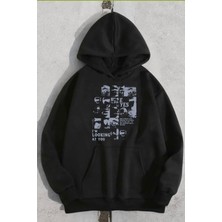 Amor Man Büyük Beden Özel Tasarım Kapüşonlu Looking Karma Baskılı Modern Battal Erkek Sweatshırt