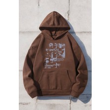 Amor Man Büyük Beden Özel Tasarım Kapüşonlu Looking Karma Baskılı Oversize Battal Erkek Sweatshırt