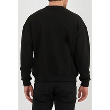 Cu Collection Bisiklet Dağcı Baskılı Siyah Kadın Erkek Pamuklu Sweatshirt Cu101